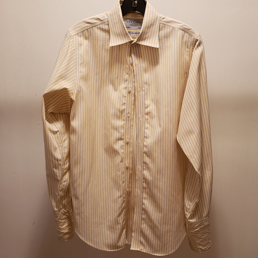 CHARLES TYRWHITT Yellow Striped Dress Shirt